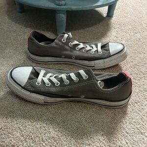Converse Chuck Taylor All Star Double Tongue low sneakers gray canvas hot pink.